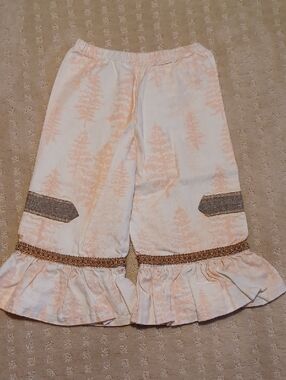 Peach Tree Print Ruffle Hem Girls Pants